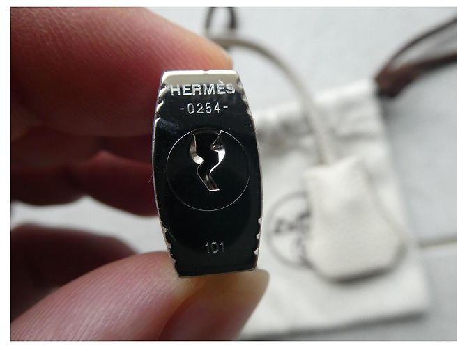 campanella, linguetta e lucchetto hermès nuovo per borsa hermès dustbag Bianco - vista 4