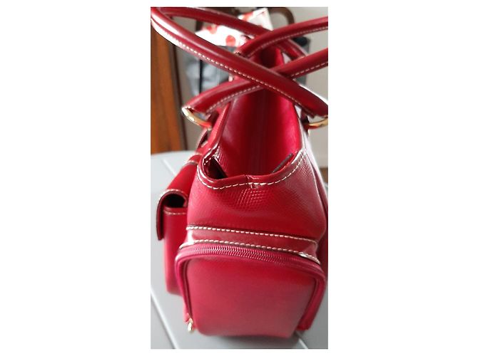 Lancel Elsa Handtasche Rot Baumwollcanvas - Ansicht 4