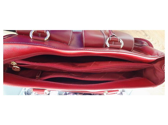 Lancel Elsa Handtasche Rot Baumwollcanvas - Ansicht 5