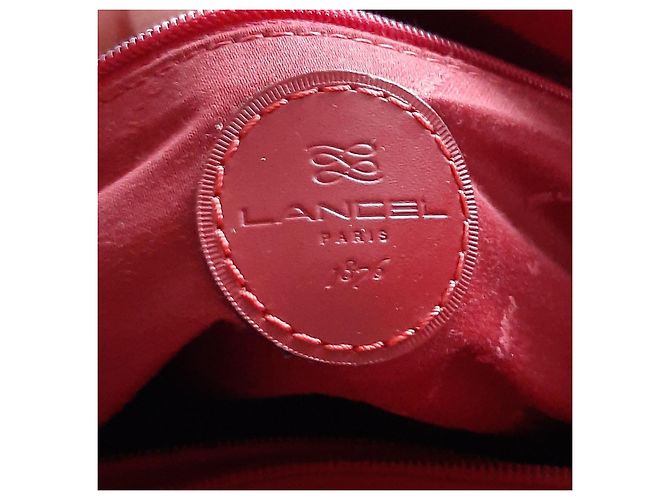 Lancel Elsa Handtasche Rot Baumwollcanvas - Ansicht 6