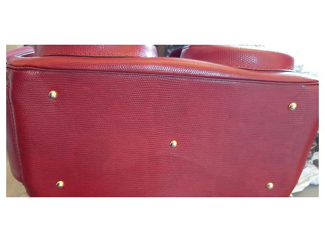 Lancel Elsa Handtasche Rot Baumwollcanvas - Ansicht 7