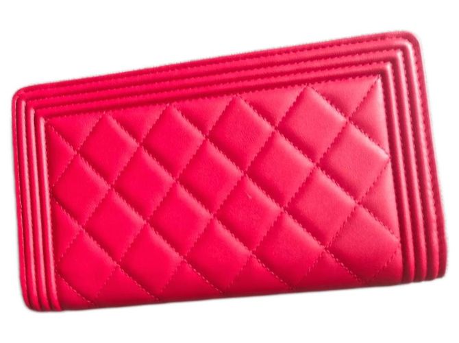 Chanel Boy Geldbörse Rot Leder - Ansicht 2