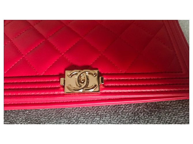 Chanel Boy Geldbörse Rot Leder - Ansicht 4