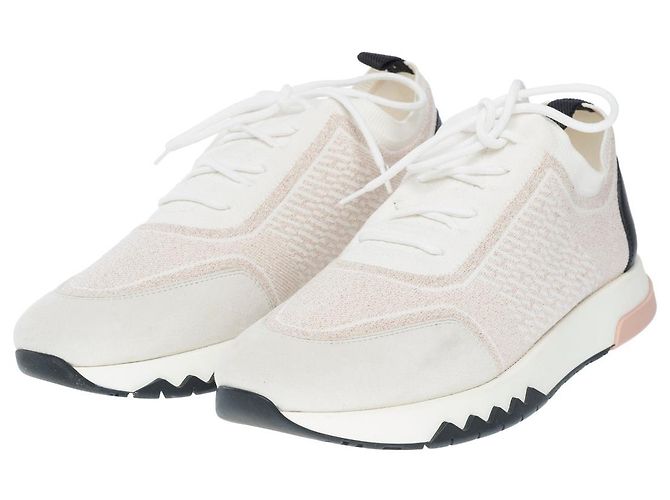 Hermès Scarpa HERMES in Tweed Bianco - 102211 - vista 2