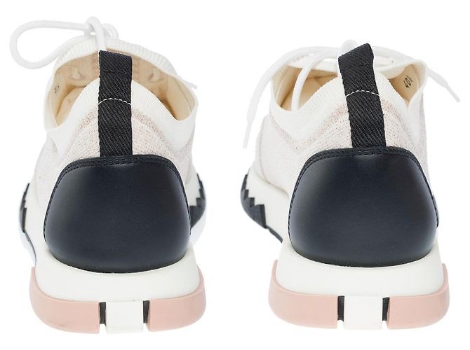 Hermès Scarpa HERMES in Tweed Bianco - 102211 - vista 3