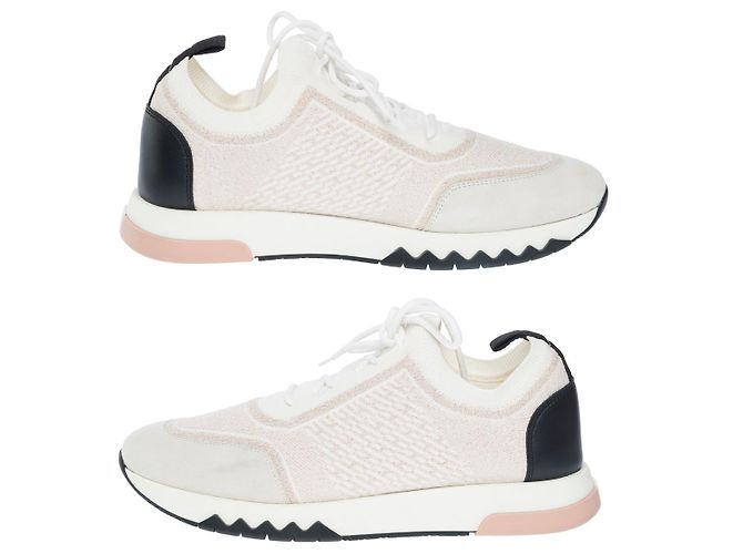 Hermès Scarpa HERMES in Tweed Bianco - 102211 - vista 4