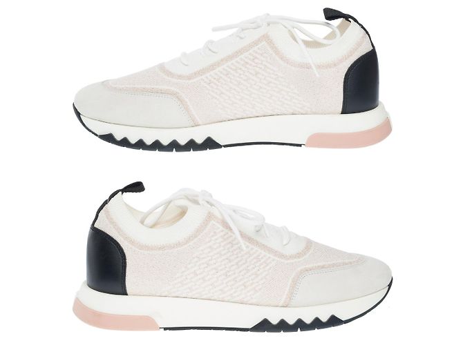 Hermès Scarpa HERMES in Tweed Bianco - 102211 - vista 5