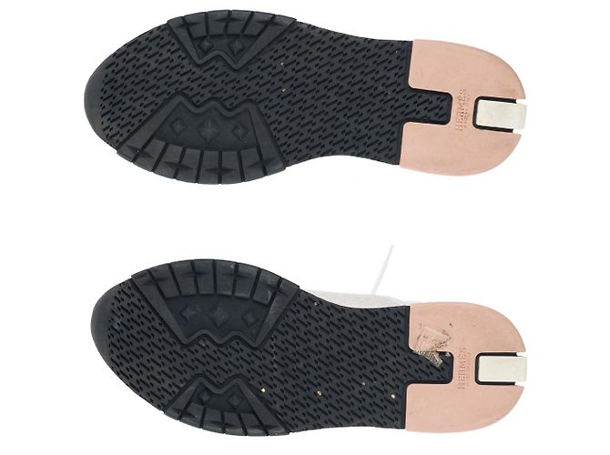 Hermès Scarpa HERMES in Tweed Bianco - 102211 - vista 8