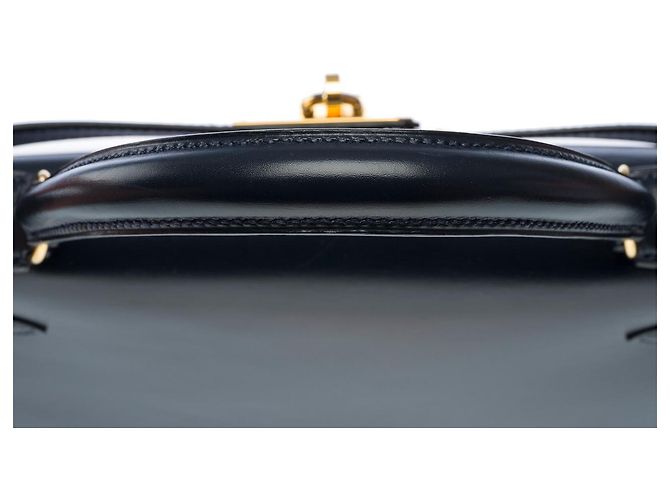 Hermès HERMES Kelly 28 Bag in Navy Blue Leather - 102261 - view 10