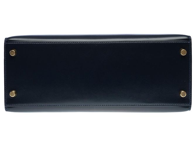 Hermès HERMES Kelly 28 Bag in Navy Blue Leather - 102261 - view 11