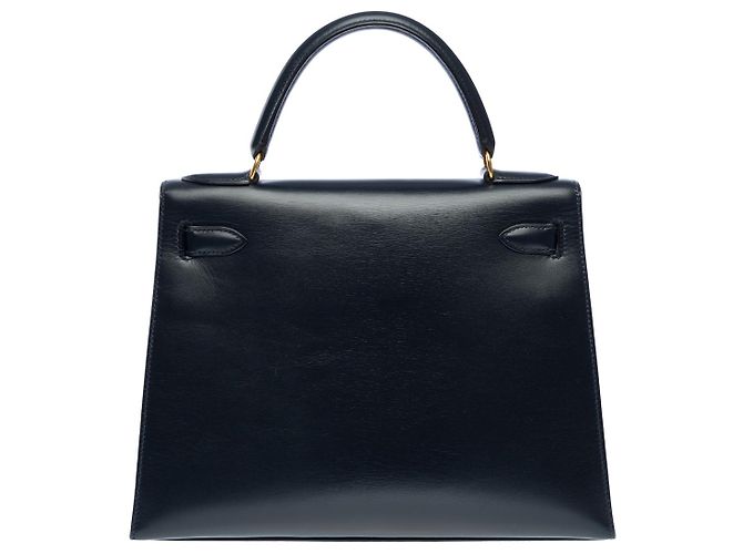 Hermès HERMES Kelly 28 Bag in Navy Blue Leather - 102261 - view 4