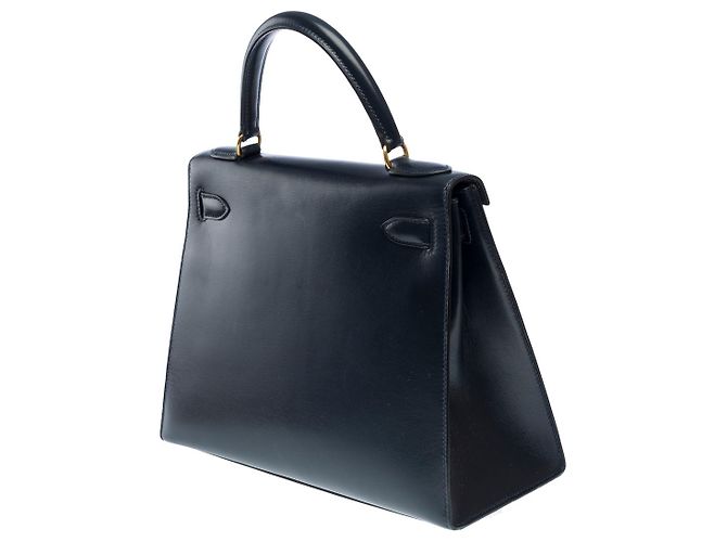 Hermès HERMES Kelly 28 Bag in Navy Blue Leather - 102261 - view 6