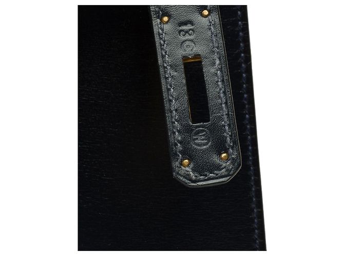 Hermès HERMES Kelly 28 Bag in Navy Blue Leather - 102261 - view 8