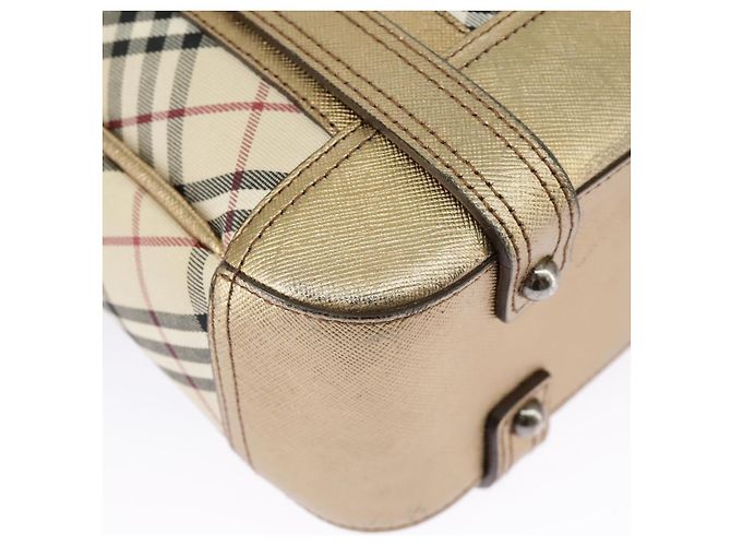 Borsa a spalla Burberry Nova Check in tela di pelle beige oro Auth hk1797 D'oro - vista 12