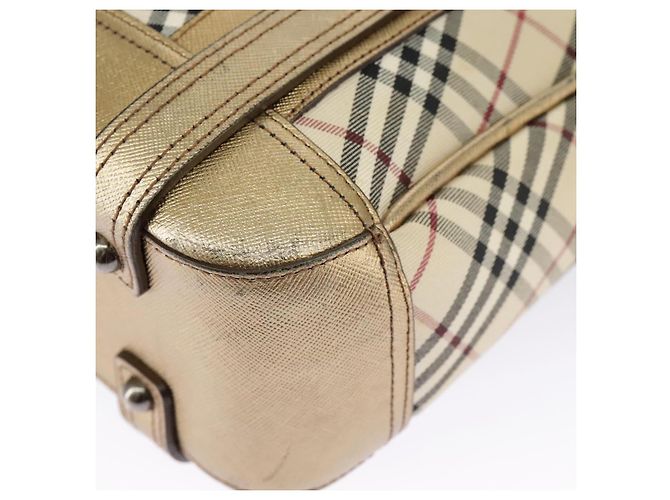 Borsa a spalla Burberry Nova Check in tela di pelle beige oro Auth hk1797 D'oro - vista 13