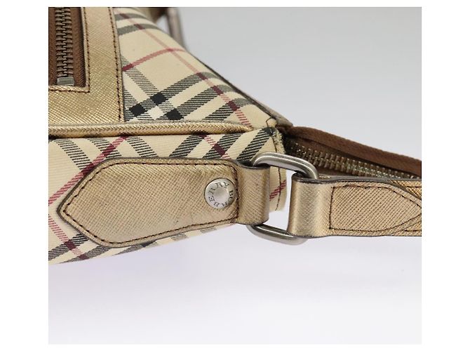 Borsa a spalla Burberry Nova Check in tela di pelle beige oro Auth hk1797 D'oro - vista 16