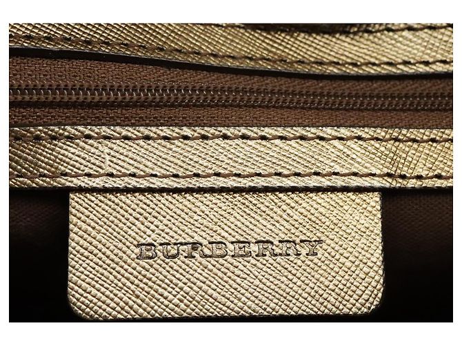 Borsa a spalla Burberry Nova Check in tela di pelle beige oro Auth hk1797 D'oro - vista 18