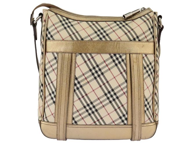 Borsa a spalla Burberry Nova Check in tela di pelle beige oro Auth hk1797 D'oro - vista 2