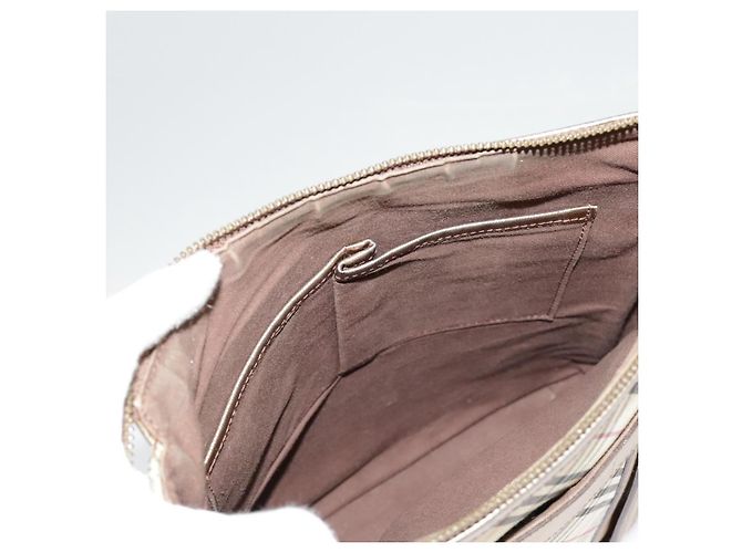 Borsa a spalla Burberry Nova Check in tela di pelle beige oro Auth hk1797 D'oro - vista 24