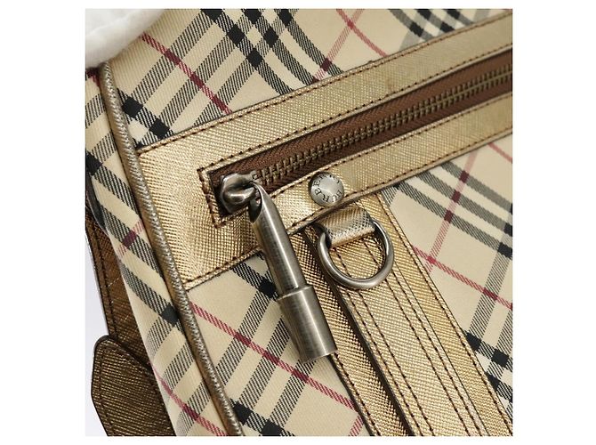 Borsa a spalla Burberry Nova Check in tela di pelle beige oro Auth hk1797 D'oro - vista 27