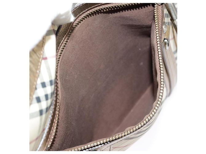 Borsa a spalla Burberry Nova Check in tela di pelle beige oro Auth hk1797 D'oro - vista 28