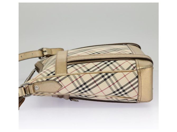 Borsa a spalla Burberry Nova Check in tela di pelle beige oro Auth hk1797 D'oro - vista 4