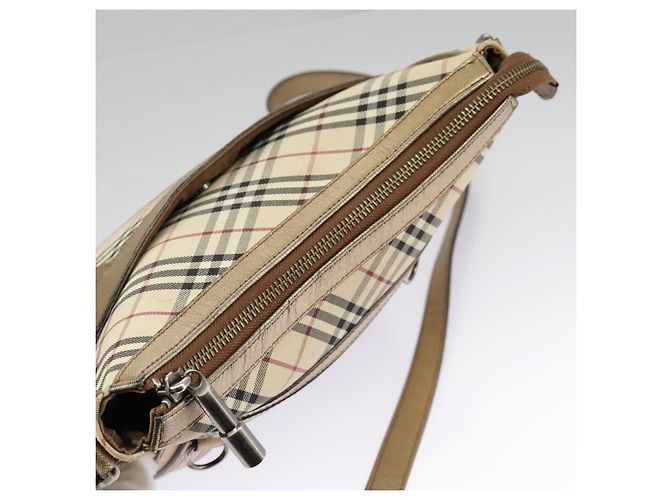 Borsa a spalla Burberry Nova Check in tela di pelle beige oro Auth hk1797 D'oro - vista 6