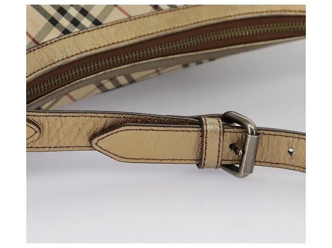 Borsa a spalla Burberry Nova Check in tela di pelle beige oro Auth hk1797 D'oro - vista 9