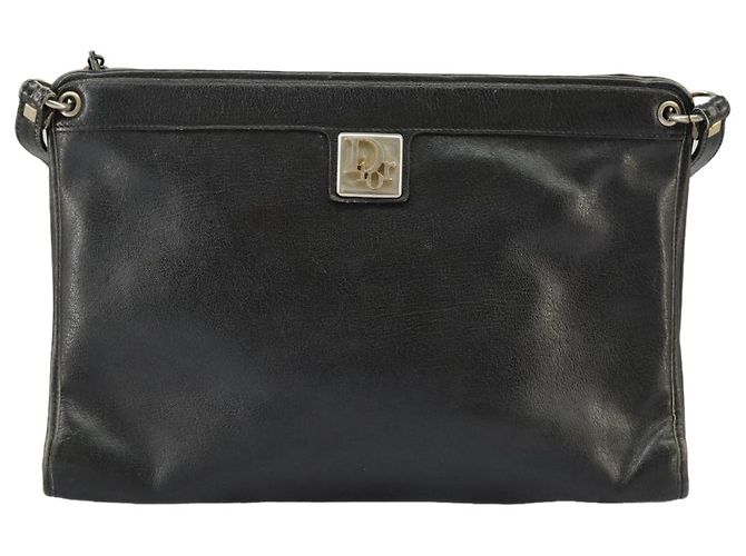 Borsa a spalla Christian Dior in pelle nera Auth 98852 Nero - vista 2