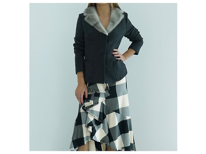 Dolce & Gabbana grey wool and mink jacket - view 2