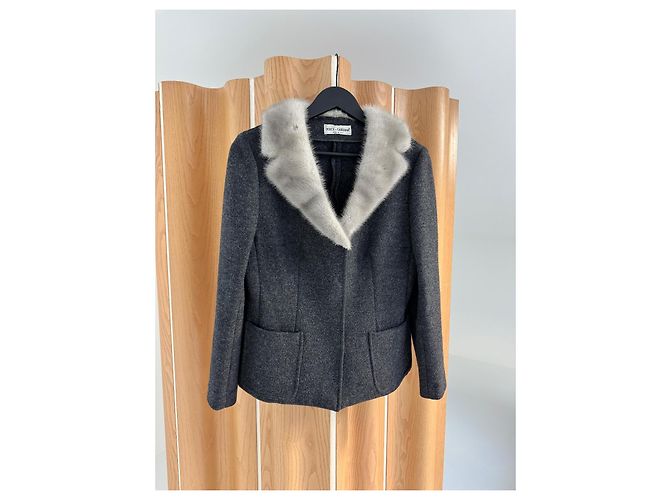 Dolce & Gabbana grey wool and mink jacket - view 7
