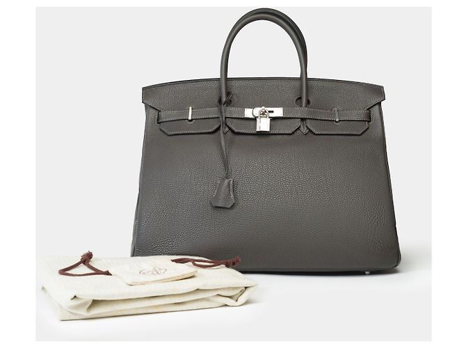 Hermès Sac HERMES Birkin 40 en Cuir Gris - 102260 - vue 2