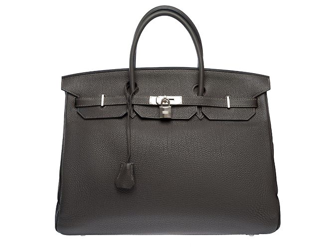 Hermès Sac HERMES Birkin 40 en Cuir Gris - 102260 - vue 3