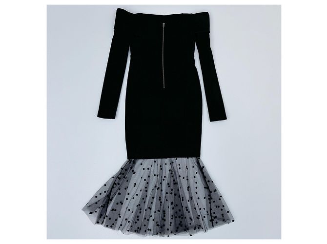 Autre Marque Michelle Mason Schulterfreies Midi-Kleid Schwarz - Ansicht 3