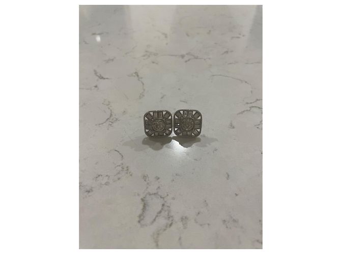 Orecchini quadrati scintillanti di Chanel Silver hardware - vista 4