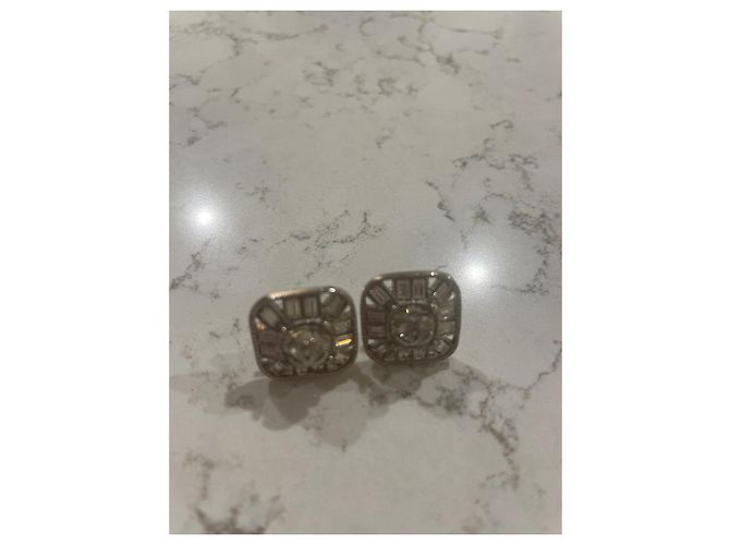 Orecchini quadrati scintillanti di Chanel Silver hardware - vista 5