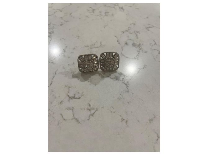 Orecchini quadrati scintillanti di Chanel Silver hardware - vista 6