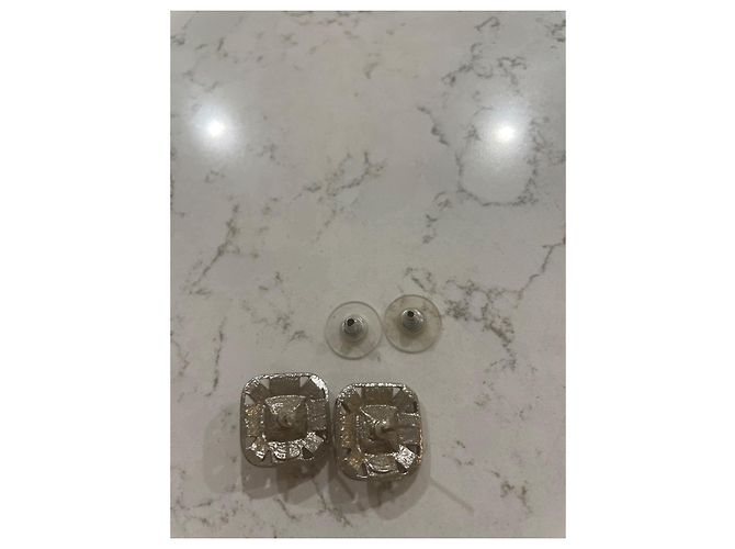 Orecchini quadrati scintillanti di Chanel Silver hardware - vista 7