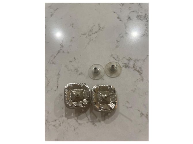 Orecchini quadrati scintillanti di Chanel Silver hardware - vista 8