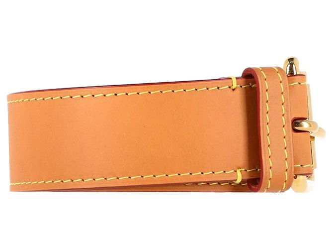 Cinto com fivela Louis Vuitton em couro bege - vista 2