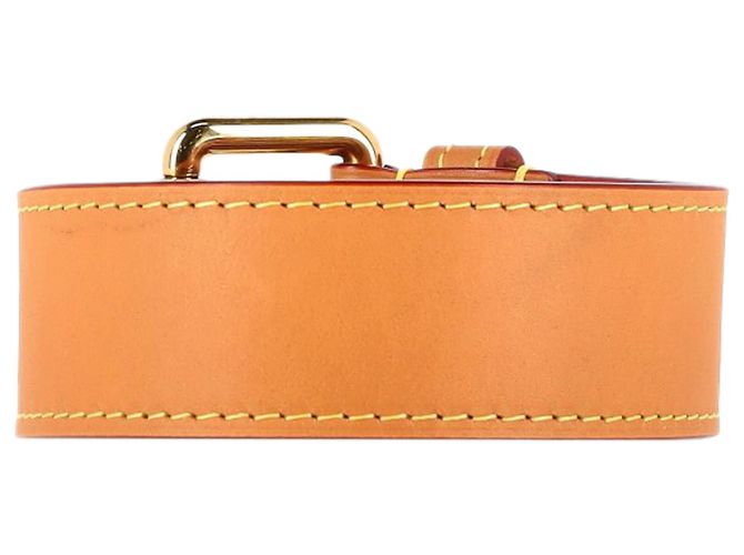 Cinto com fivela Louis Vuitton em couro bege - vista 3