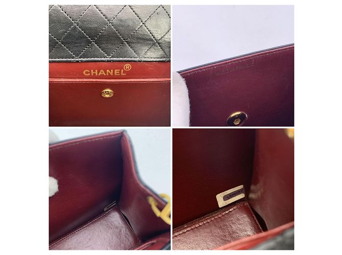 Chanel Bolsa transversal trapezoidal de couro preto com quilt vintage - vista 5