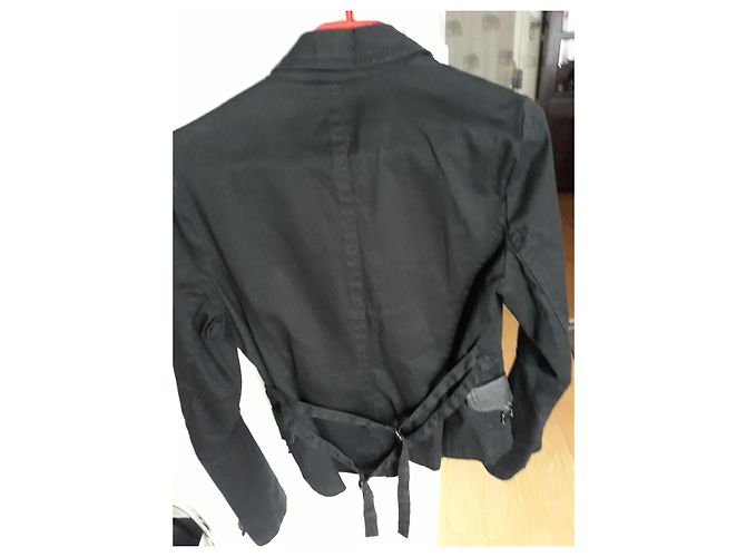 Giacca Ikks Stile Gotico Nera in Cotone e Pelle Nero - vista 2