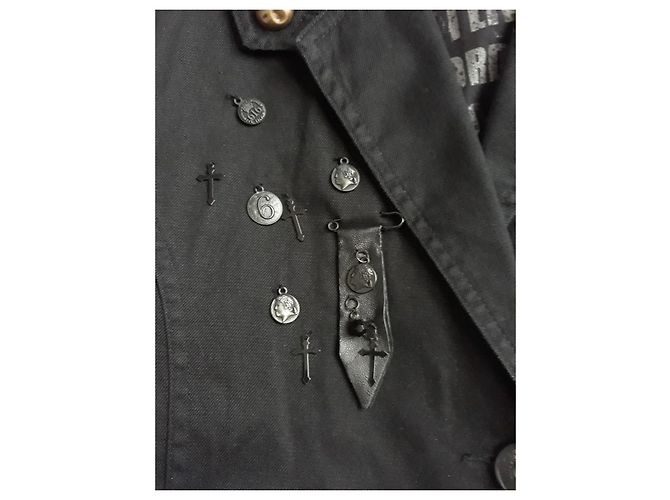 Giacca Ikks Stile Gotico Nera in Cotone e Pelle Nero - vista 3