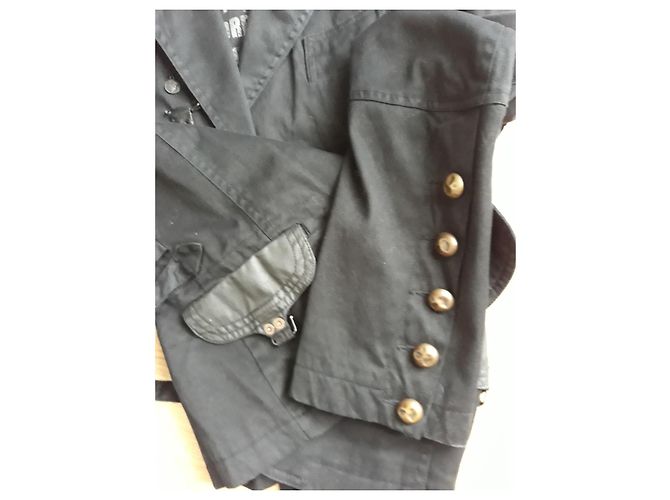 Giacca Ikks Stile Gotico Nera in Cotone e Pelle Nero - vista 4