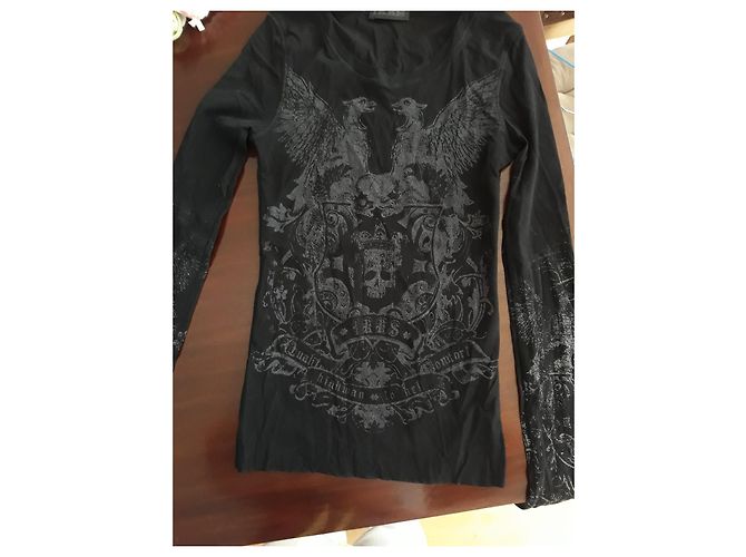 T-shirt a maniche lunghe Ikks stile tatuaggio nero - vista 2