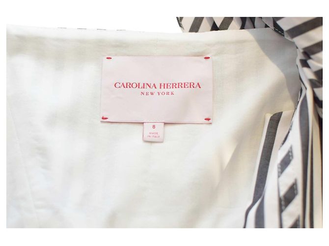 Vestido midi corset de algodón a rayas grises y blancas Carolina Herrera Multicolor - vista 2