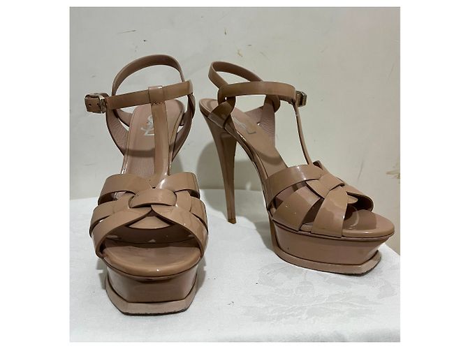 Saint Laurent SL Tribute High Heels aus nude-lackleder Beige Fleisch - Ansicht 5