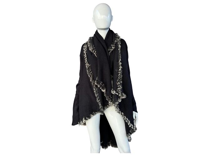 Just Cavalli Poncho Schwarz mit Echtem Fell - Ansicht 2