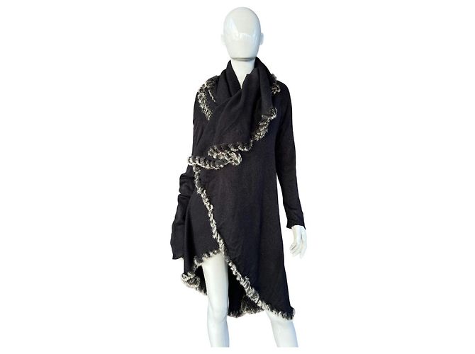 Just Cavalli Poncho Schwarz mit Echtem Fell - Ansicht 3
